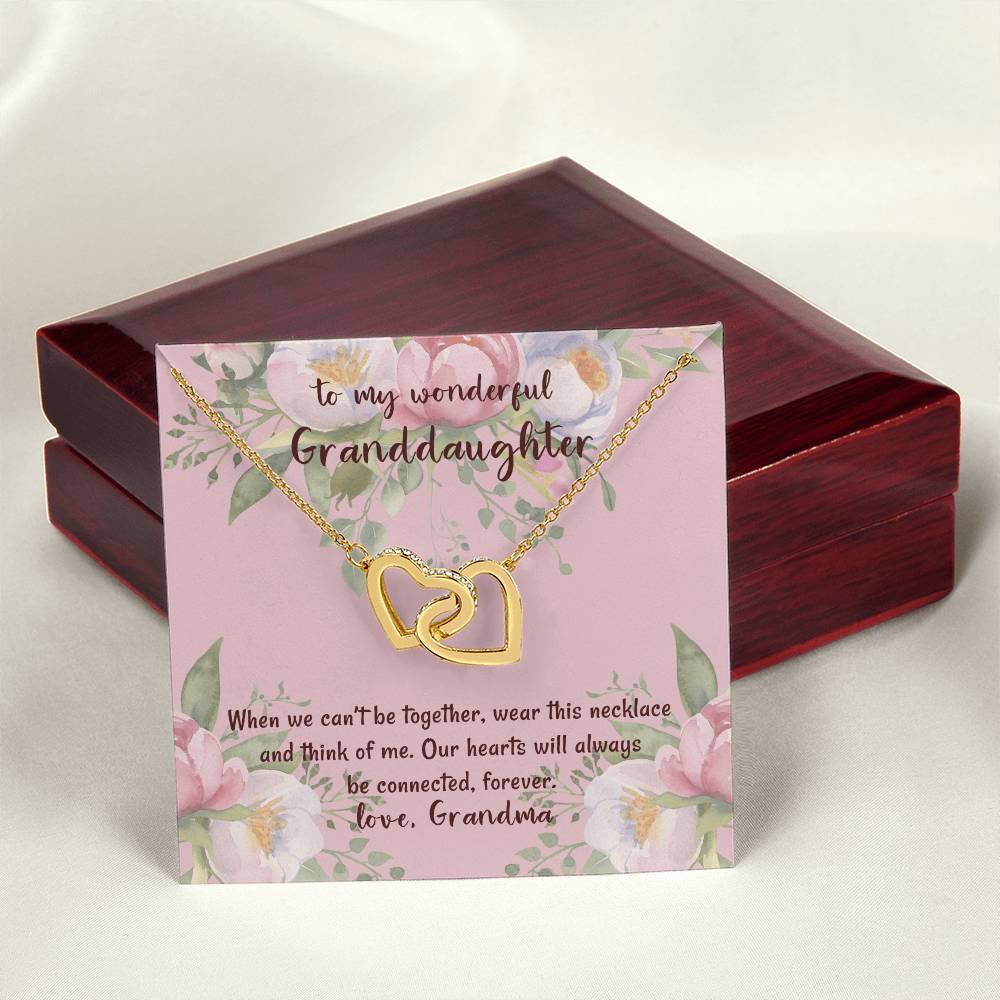 To My Wonderful Granddaughter Our Hearts Will Always Be Connected Love Grandma Interlocking Hearts Necklace
