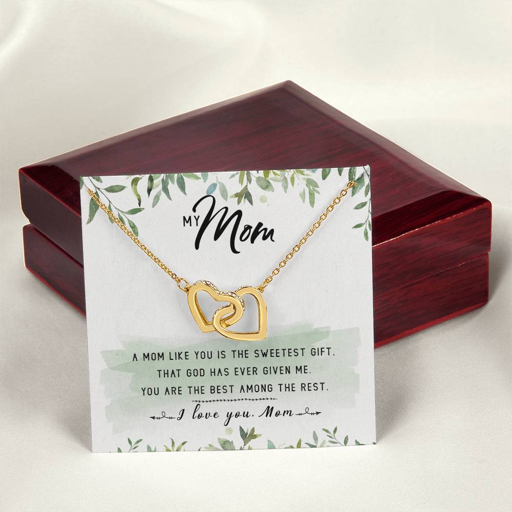 My Mom Interlocking Hearts Necklace Message Card