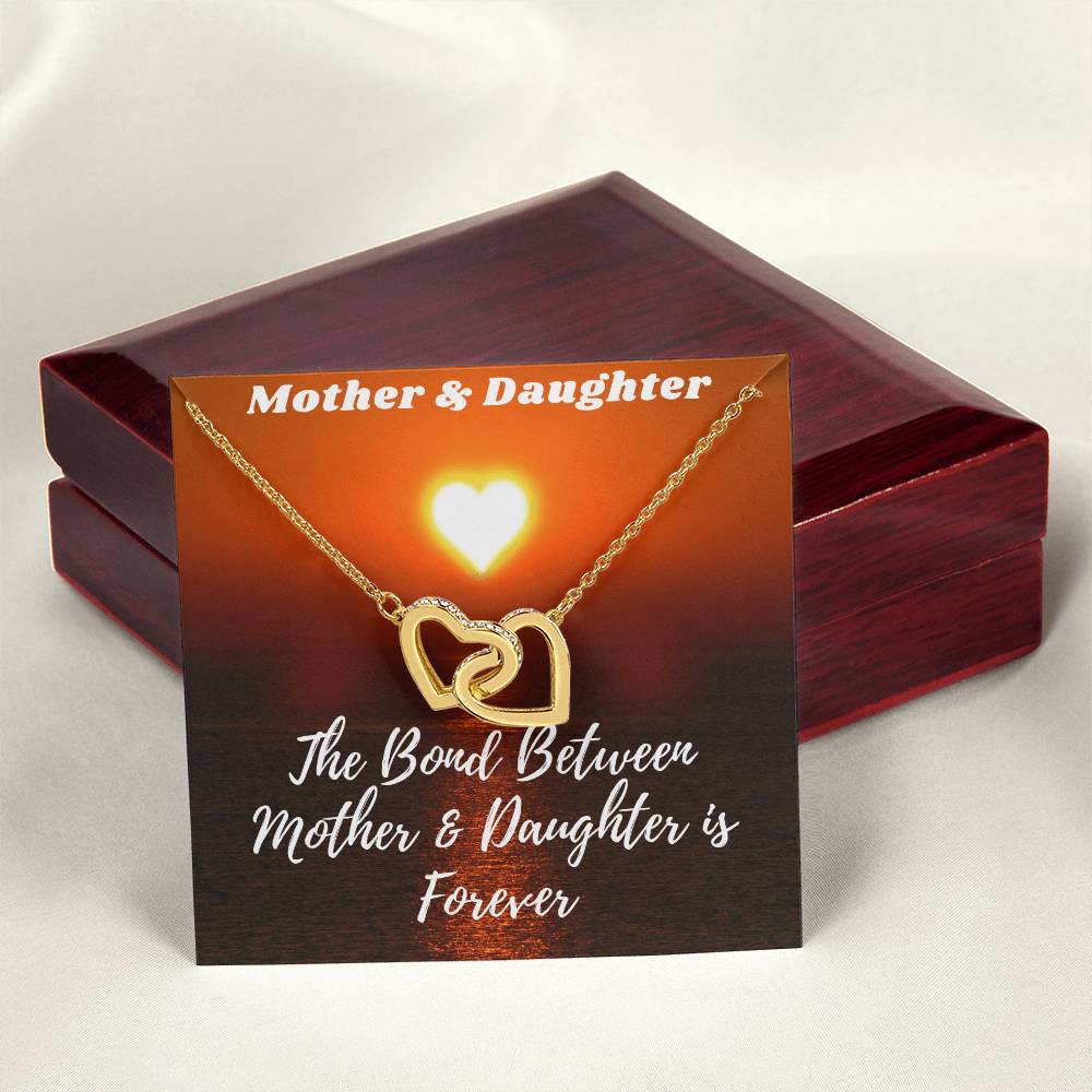 Mother & Daughter Necklace - The Bond Is Forever Interlocking Hearts Necklace