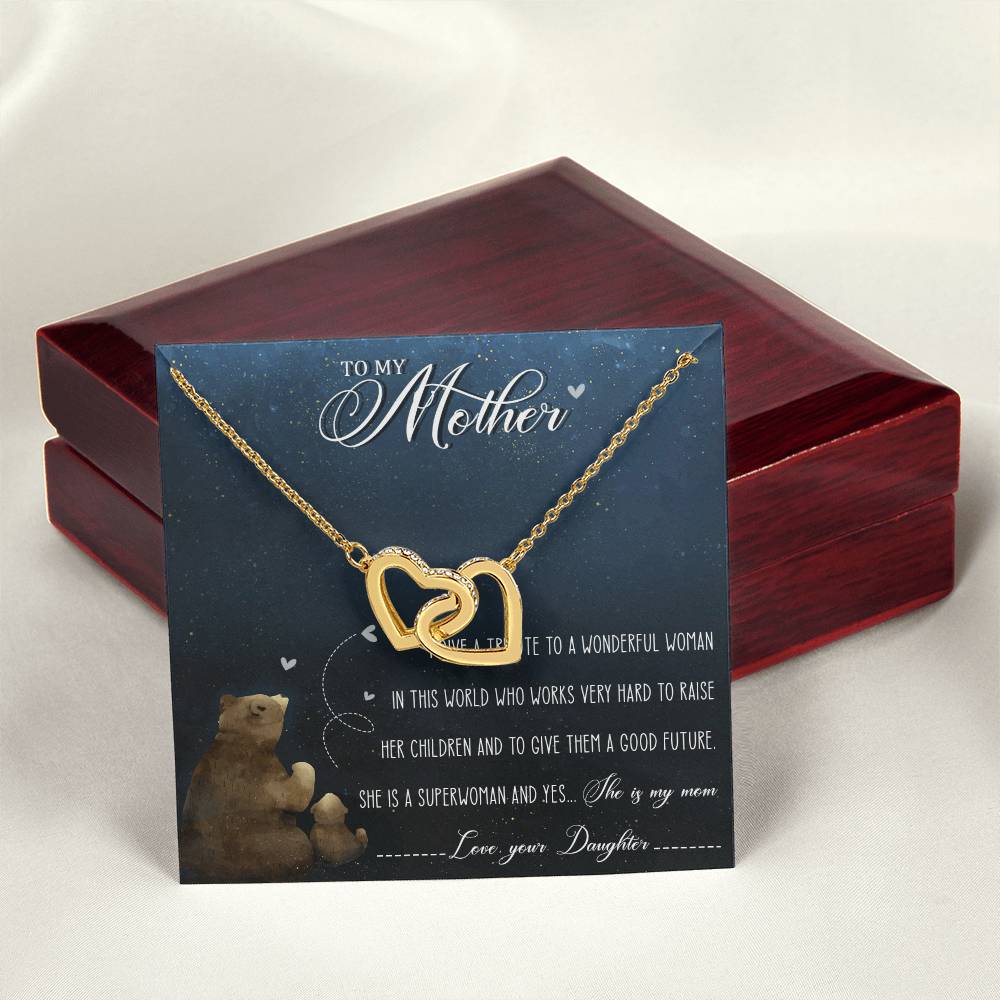 Mother Interlocking Hearts Necklace Message Card