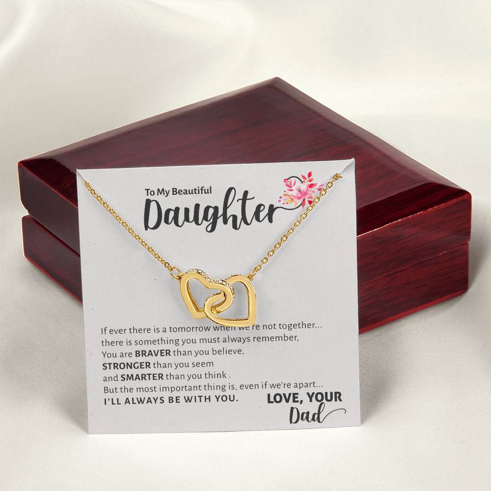 To My Beautiful Daughter - I'Ll Always Be With You Interlocking Hearts Necklace