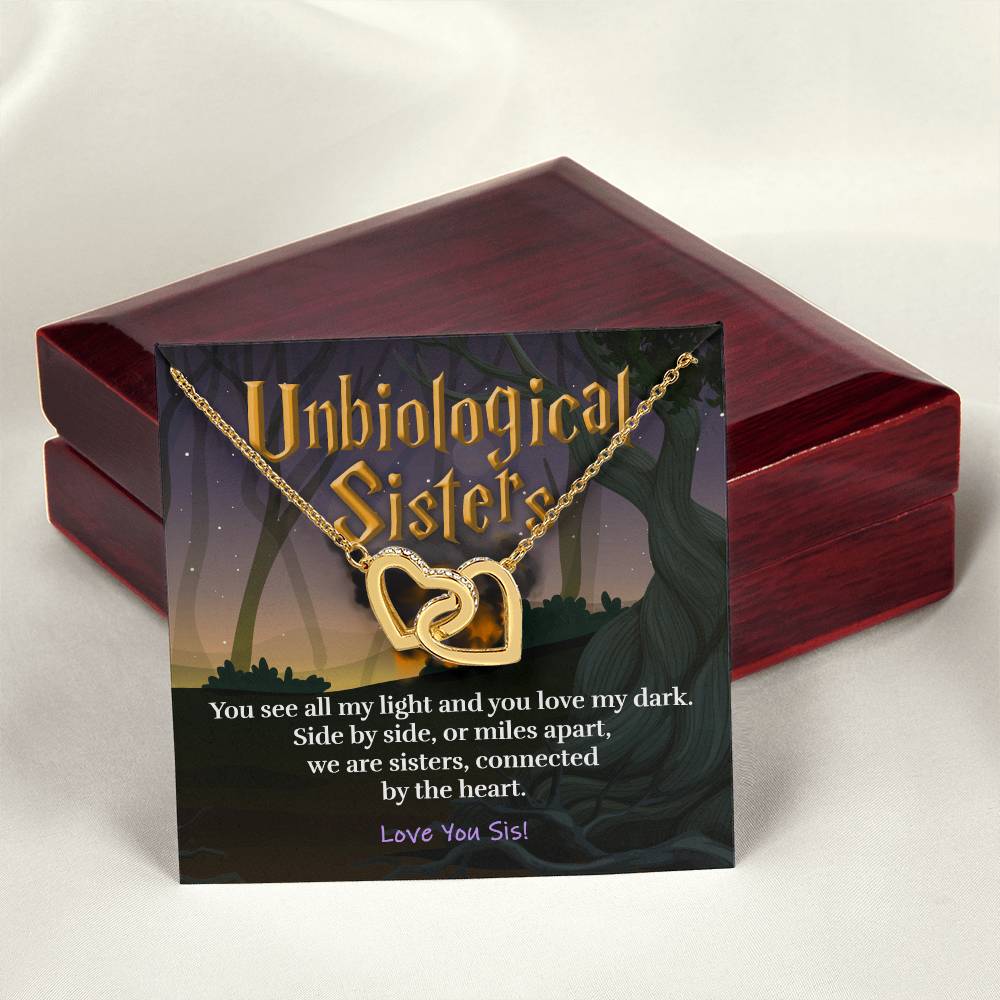Unbiological Sisters - Always Connected - Necklace Interlocking Hearts Necklace