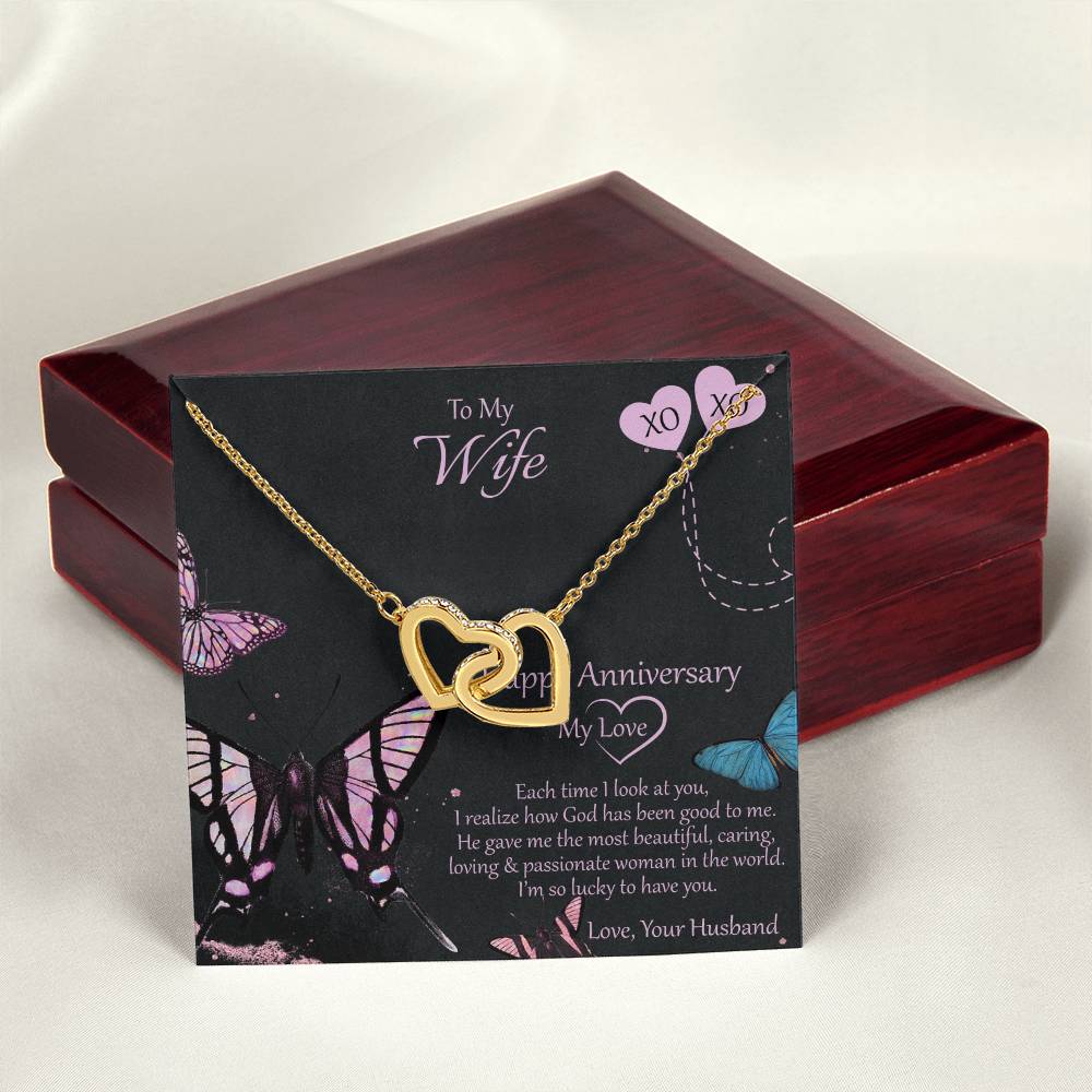 Special And Unique Gift For Wife Interlocking Hearts Necklace