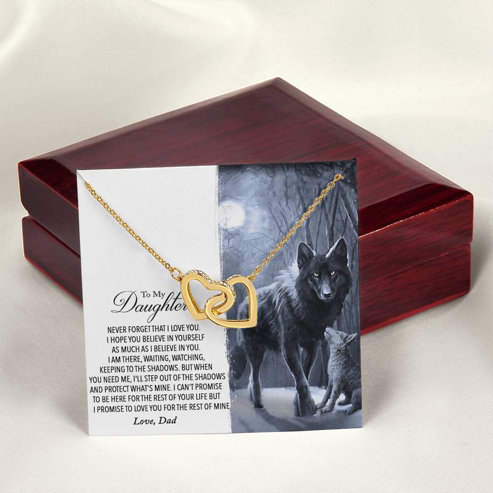 To My Daughter - Never Forget That I Love You Interlocking Hearts Necklace
