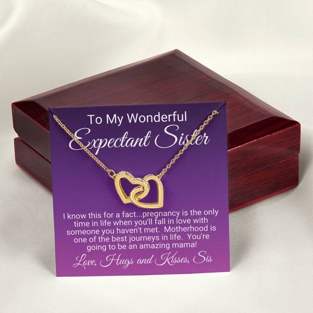 Expectant Sister Linked Hearts Necklace Gift From Sis Interlocking Hearts Necklace
