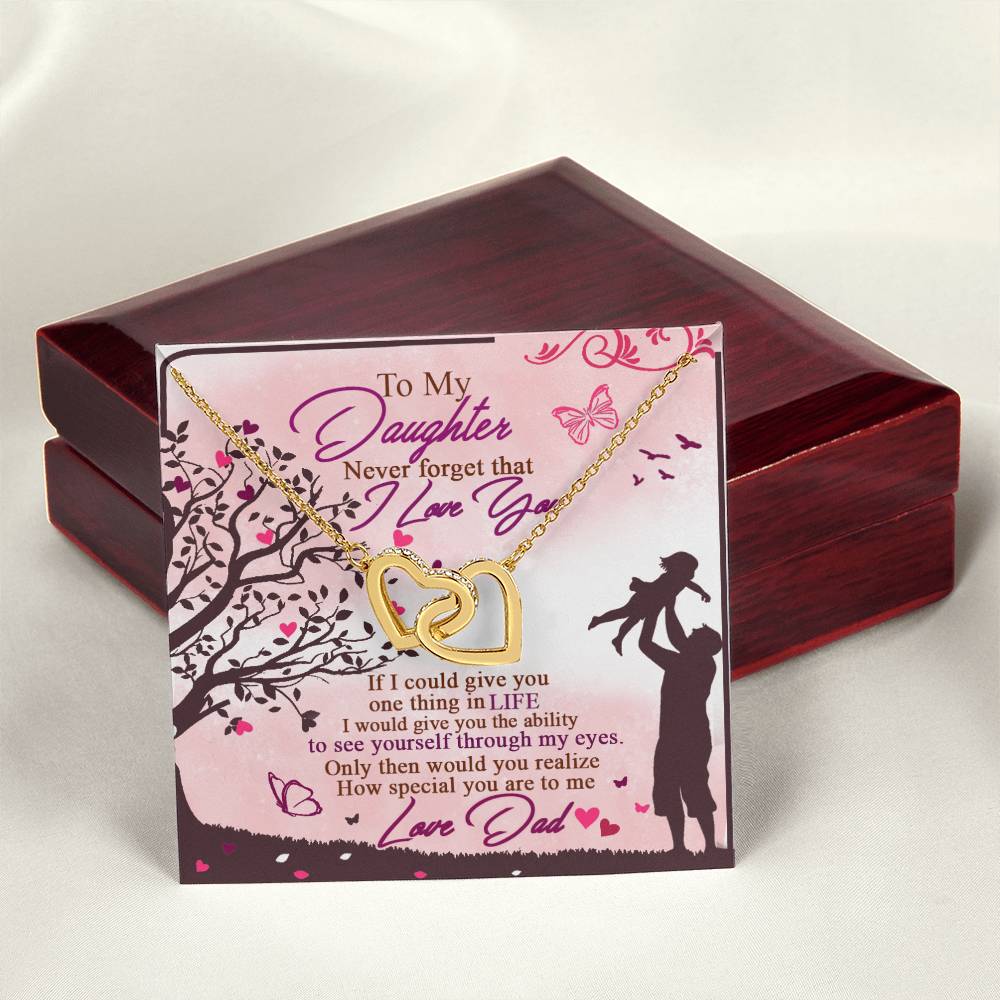 To My Daughter - Never Forget That I Love You - Interlocking Hearts Necklace