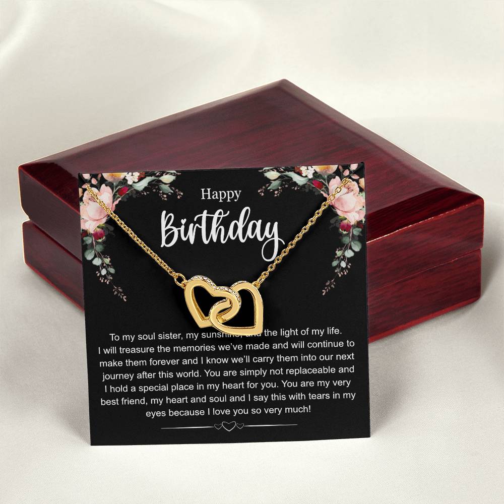 Happy Birthday To My Soul Sister Interlocking Hearts Necklace