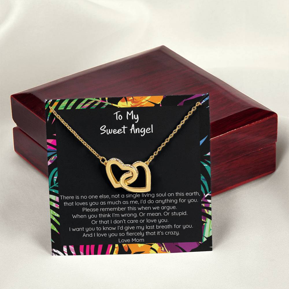 Teen Girl Sweet Angel From Mom Locked Hearts Necklace Interlocking Hearts Necklace