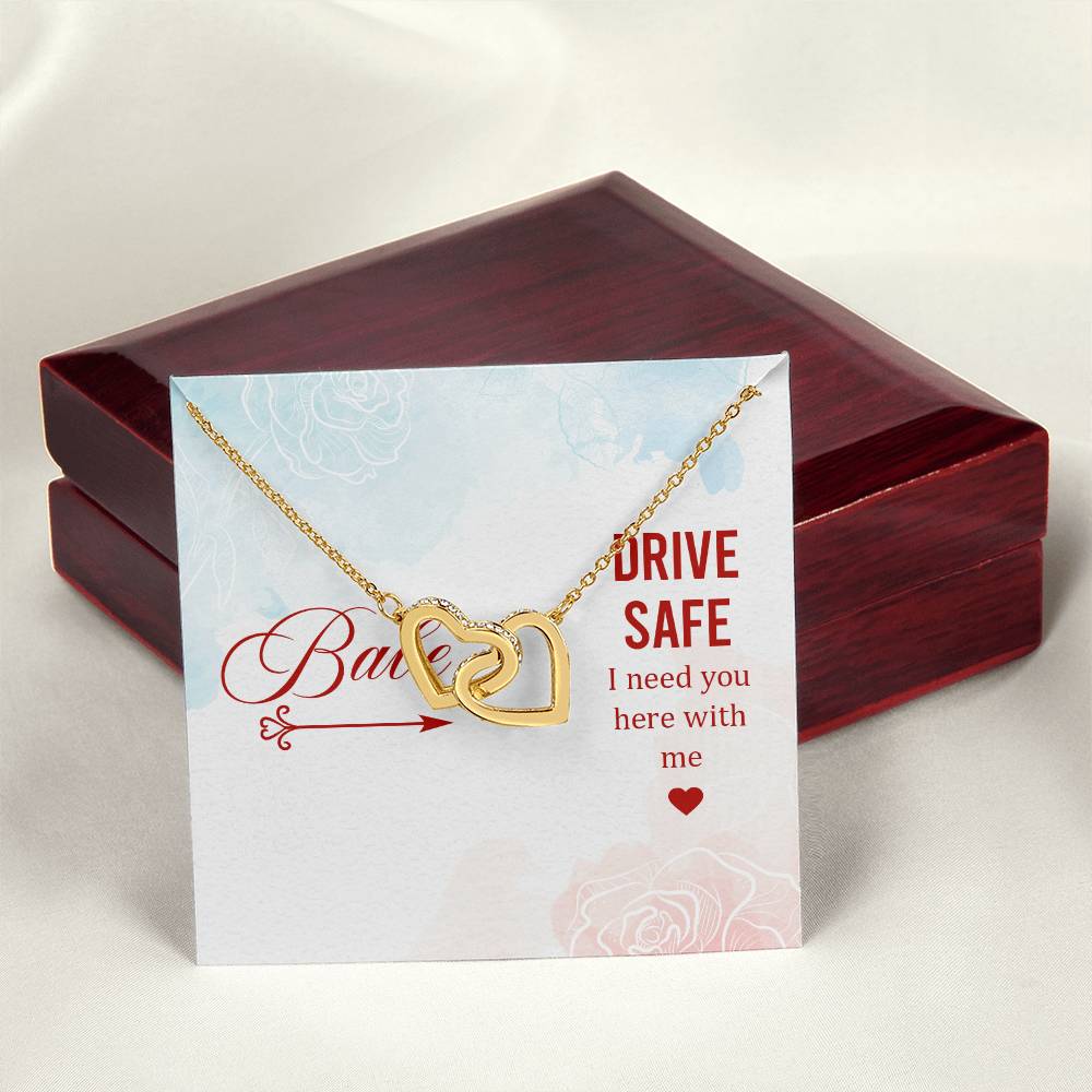 Babe - Drive Safe I Need You Here With Me - Interlocking Heart Necklace Interlocking Hearts Necklace