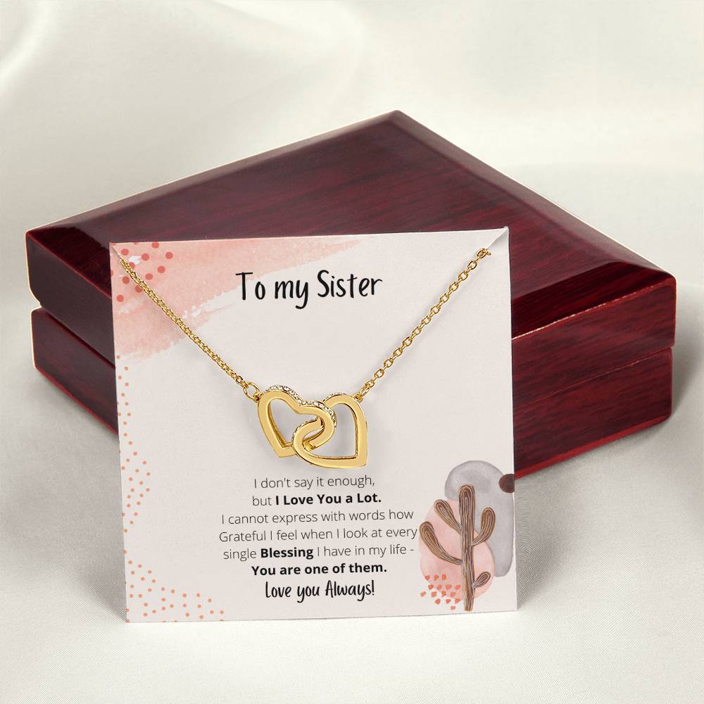 To My Sister Interlocking Hearts Necklace