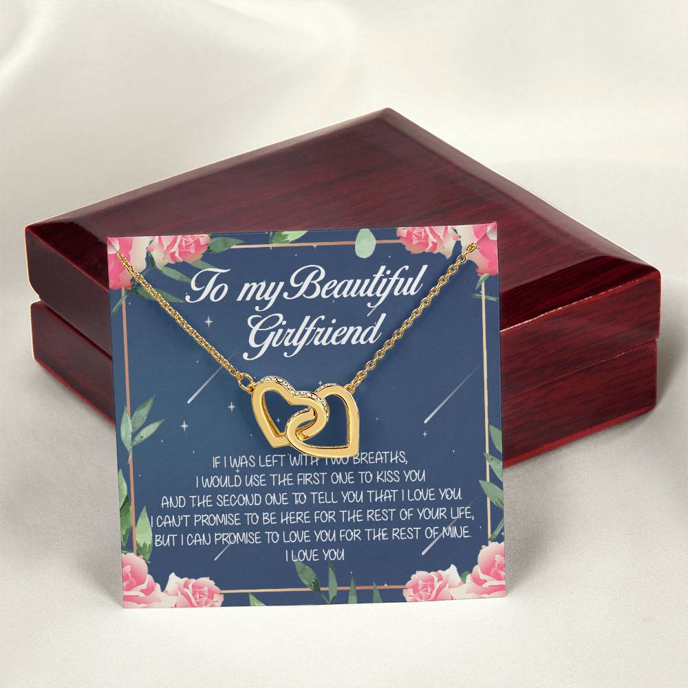 To My Beautiful Girlfriend Interlocking Hearts Necklace