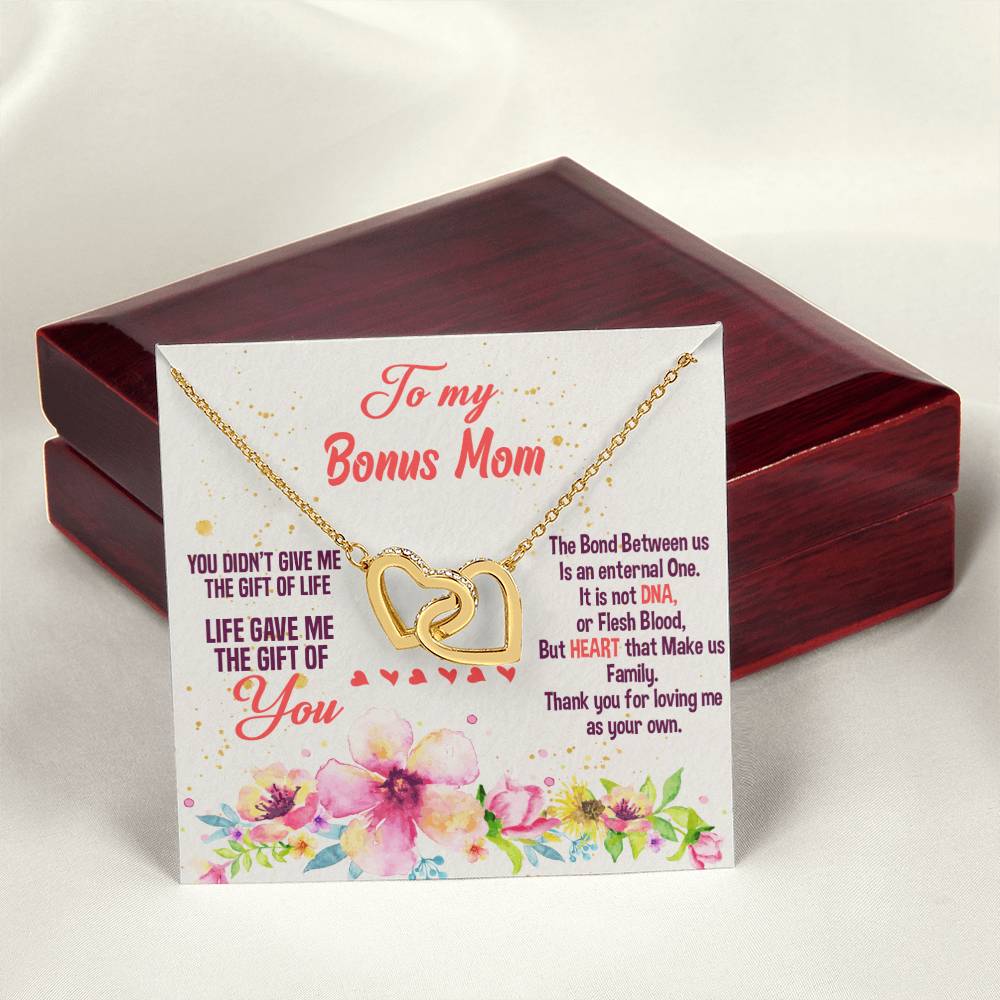 Life Gave Me The Gift Of You - Gift For Bonus Mom Interlocking Hearts Necklace