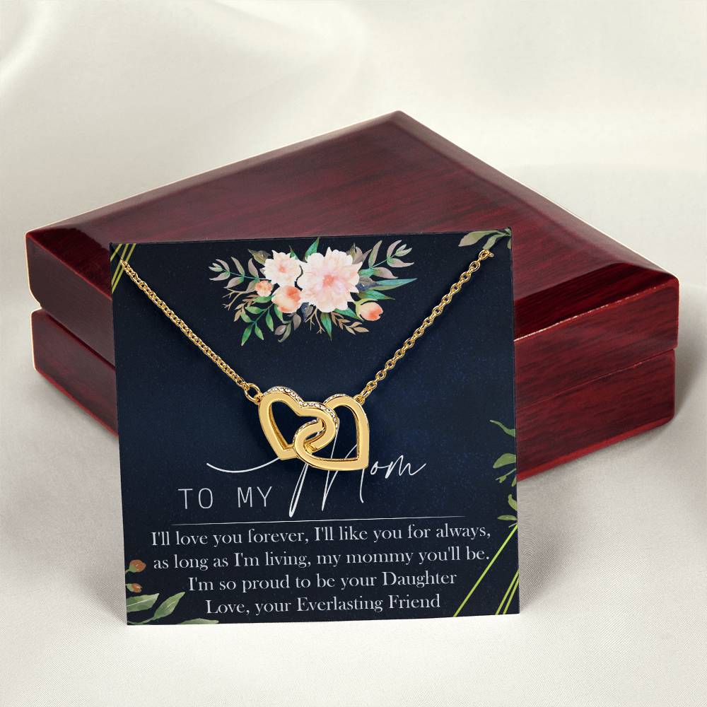 To My Mom Interlocking Hearts Necklace Message Card