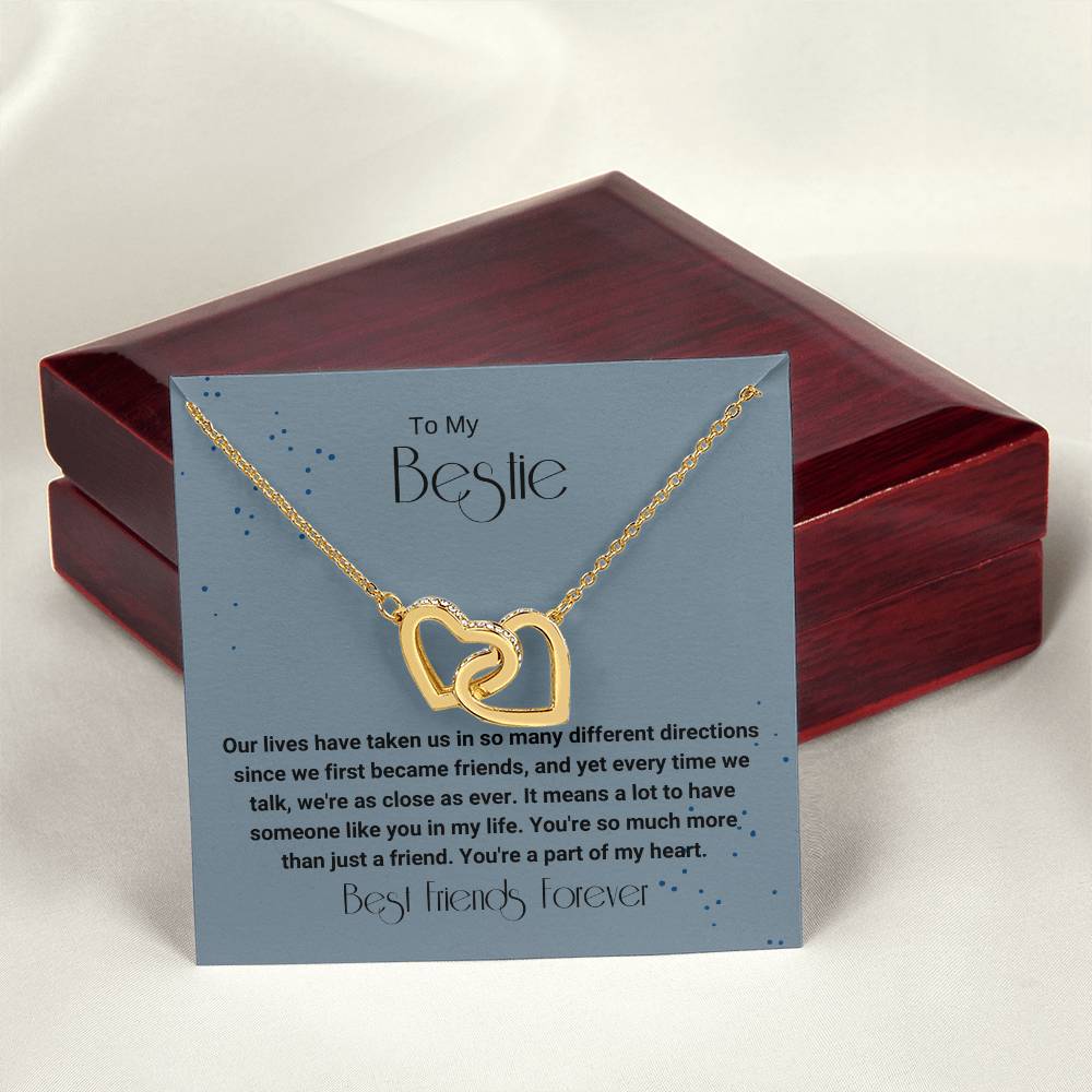 Bestie Different Directions Necklace Interlocking Hearts Necklace