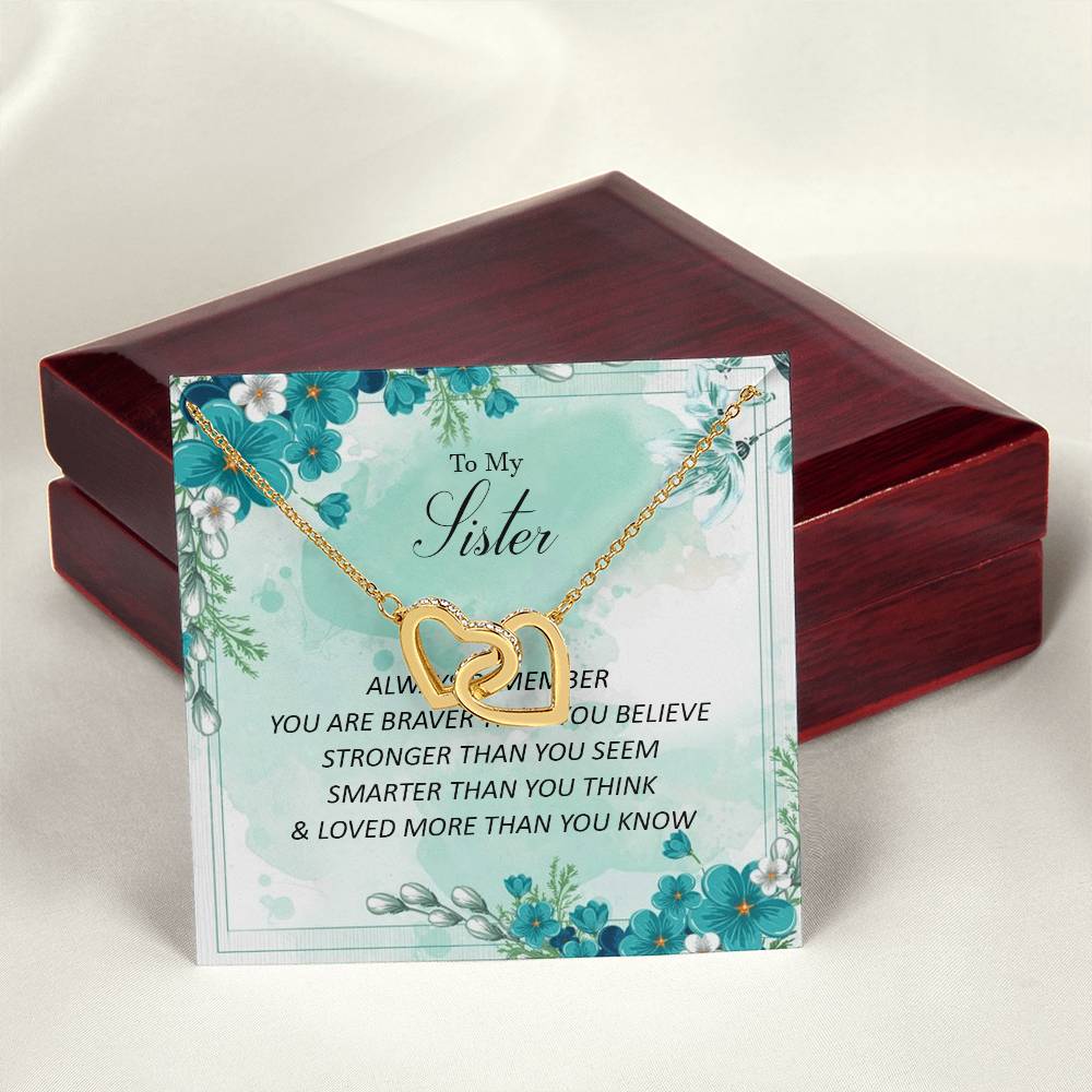 To My Sister - Loved More Than You Know Interlocking Hearts Necklace