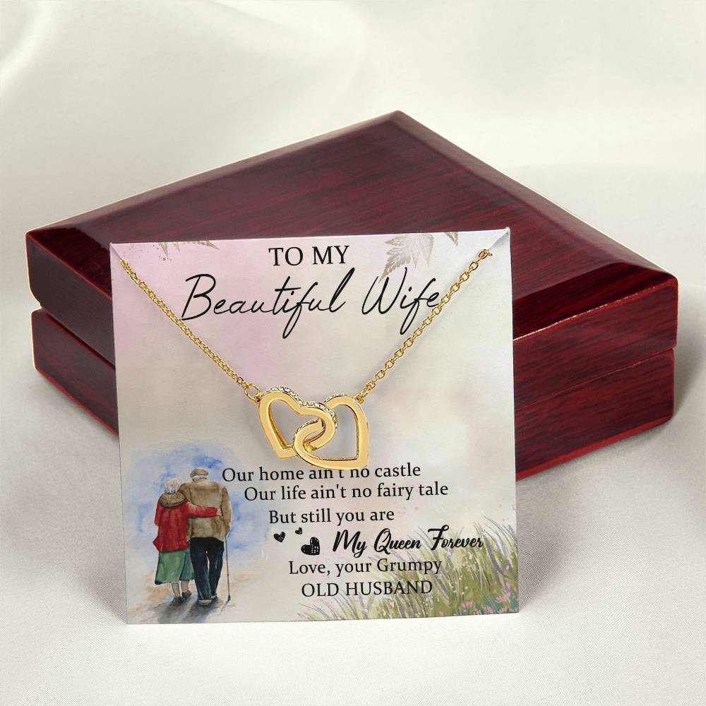 To My Beautiful Wife Interlocking Hearts Necklace Message Card