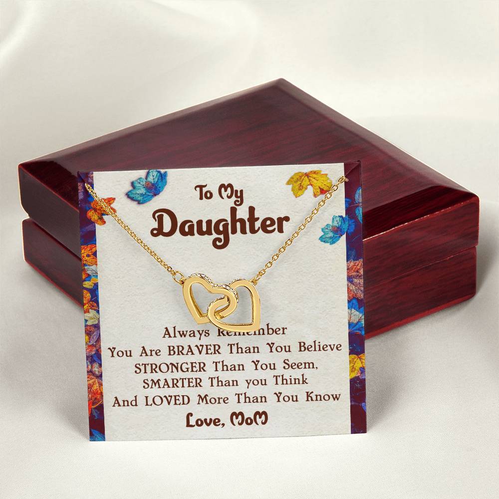Interlocking Hearts Necklace For Daughter With Message Card