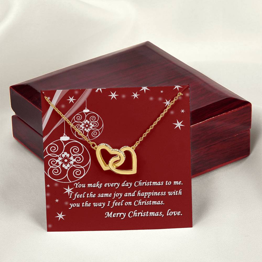 Merry Christmas Gift Interlocked Cubic Zirconia Stones Pendant For Love Interlocking Hearts Necklace