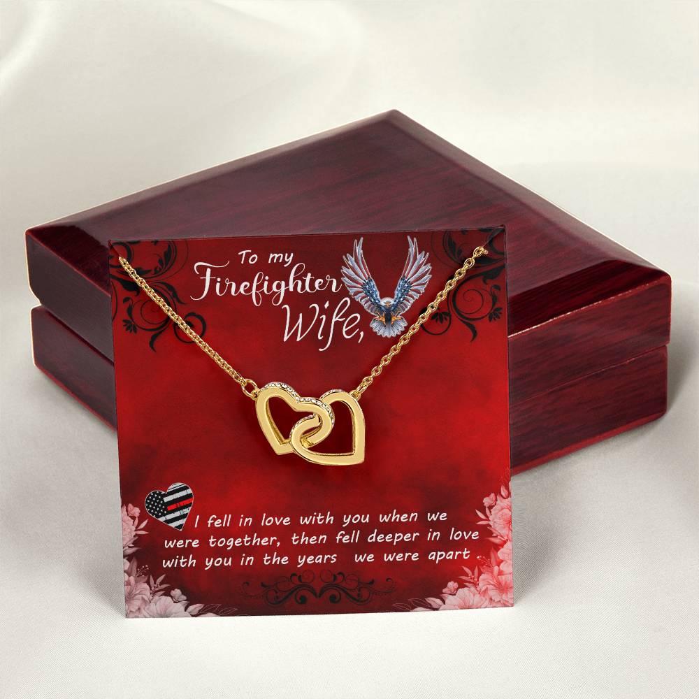To My Firefighter Wife Necklace Interlocking Hearts Necklace