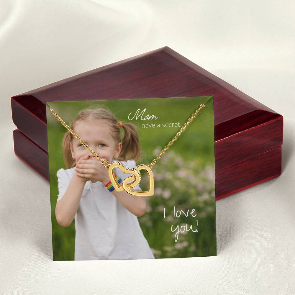 Mom I Have A Secret. I Love You Interlocking Hearts Necklace