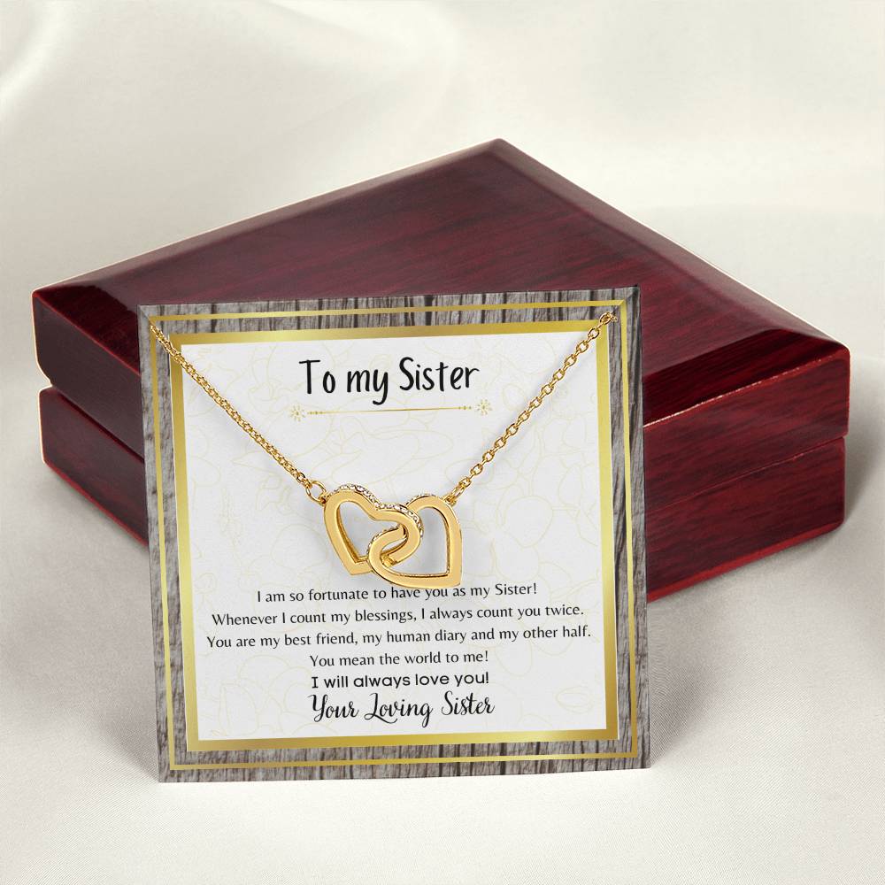 To My Sister Interlocking Hearts Necklace