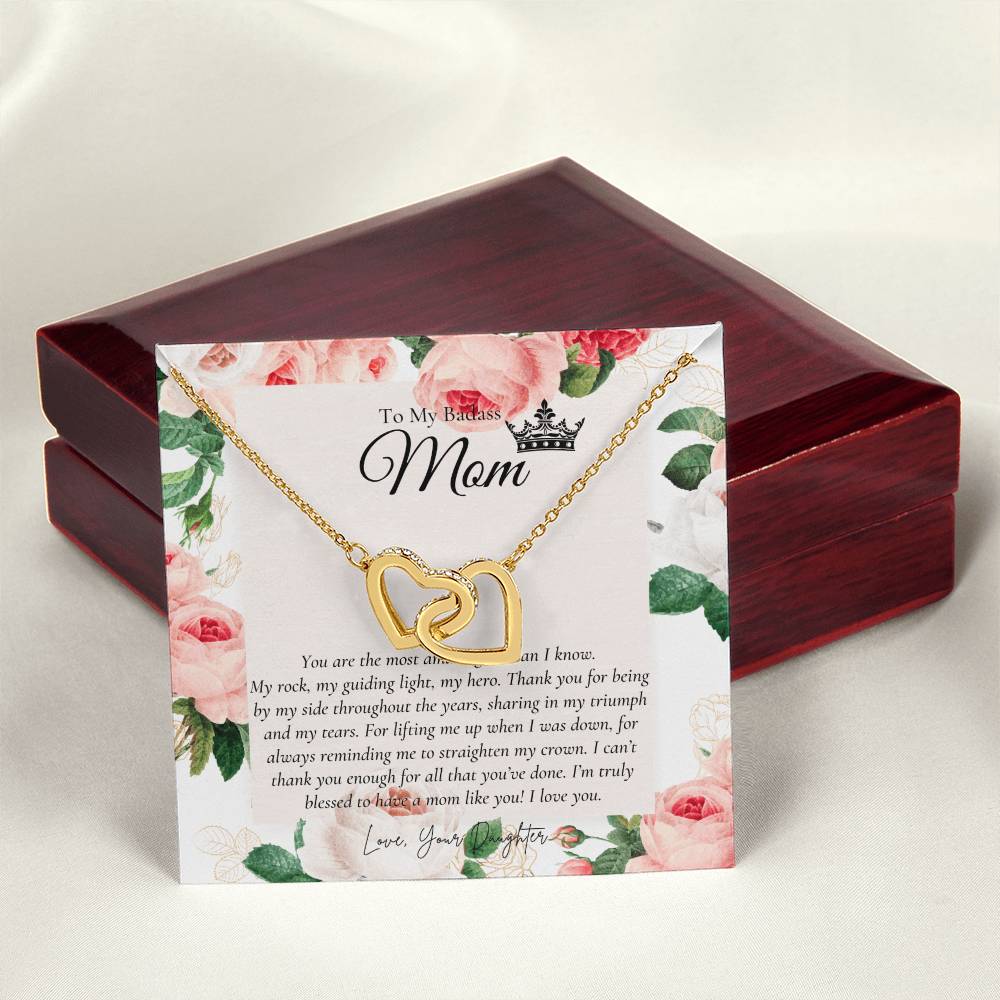 To My Beautiful Mom Necklace Badass Mom Gift Mother’S Day Gift Birthday Gift Gift From Daughter On Wedding Day Interlocking Hearts Necklace