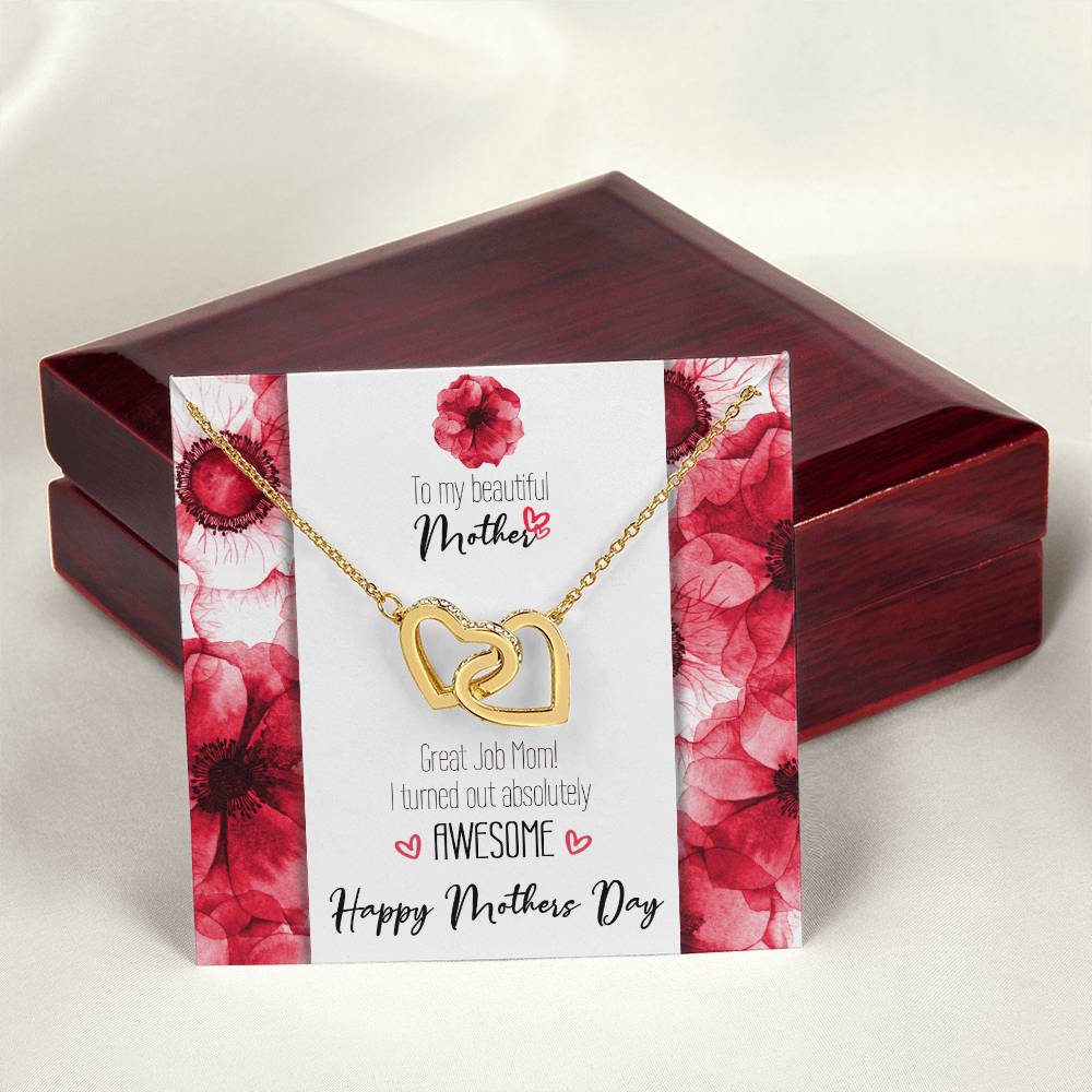 Great Job Mom Linked Hearts Mothers Day Necklace Interlocking Hearts Necklace