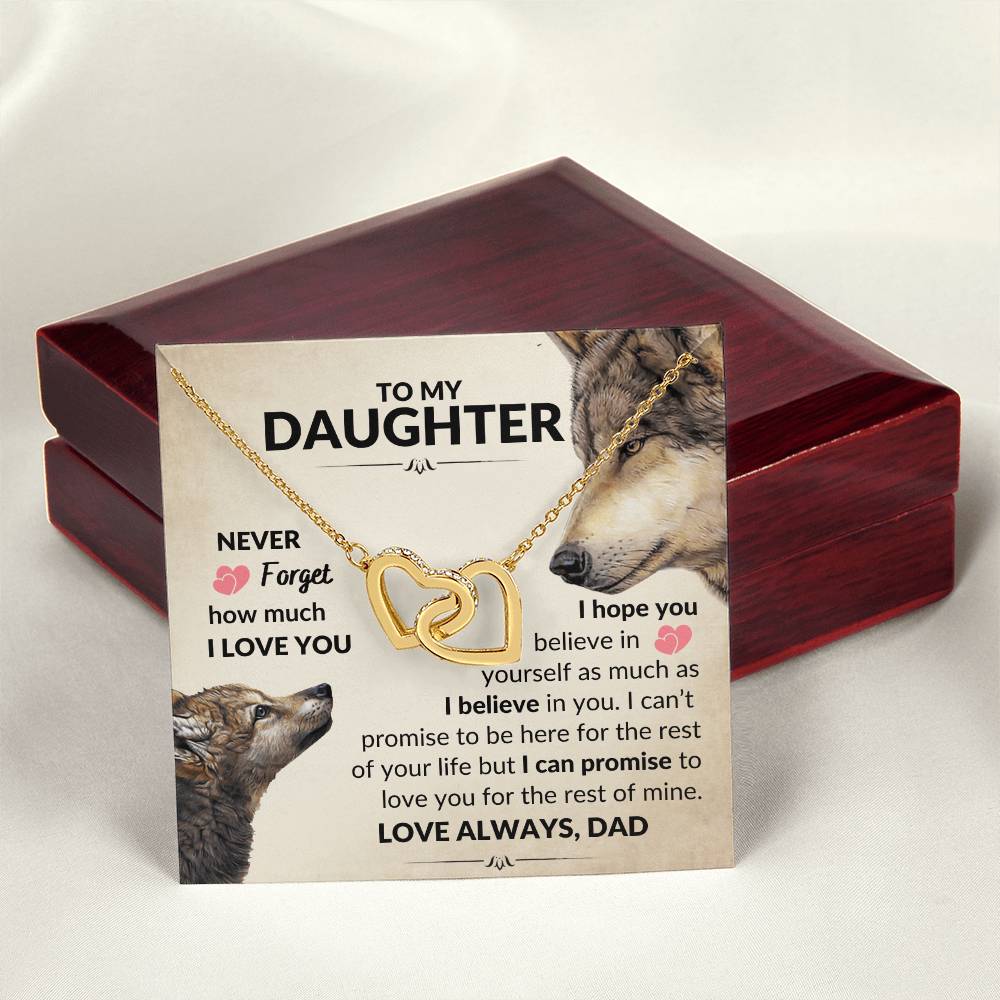 To My Daughter - Never Forget - Necklace Interlocking Hearts Necklace