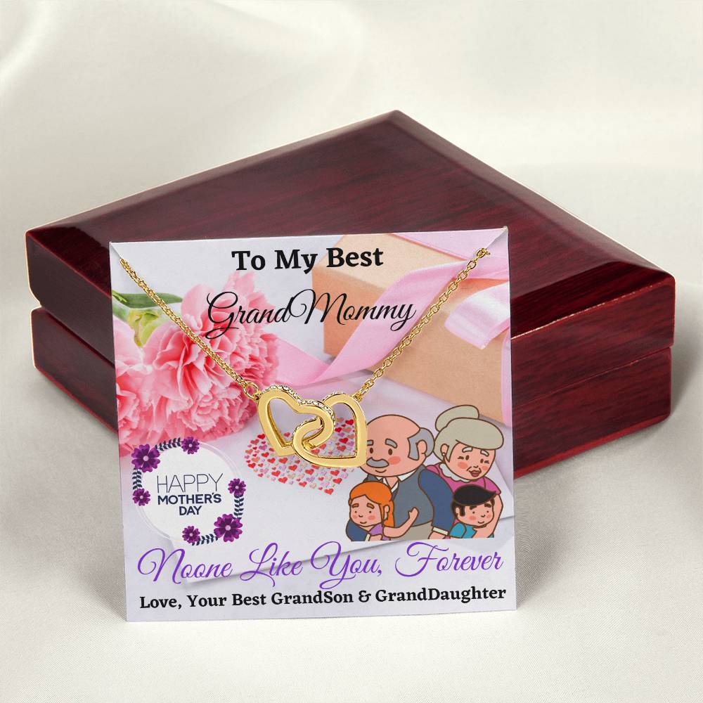 To My Best Grandmommy Interlocking Hearts Necklace