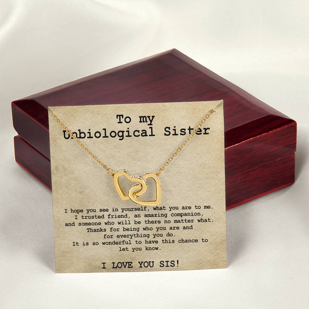 Unbiological Sister Necklace Soul Sister Big Little Sorority Sister In Law Necklace Step Sister Gift Tribe Necklace Best Friend Gift Bff Gift Interlocking Hearts Necklace