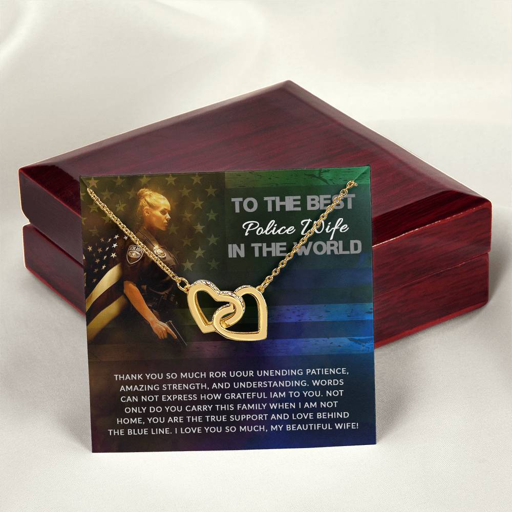 To Best Police Wife Interlocking Hearts Necklace