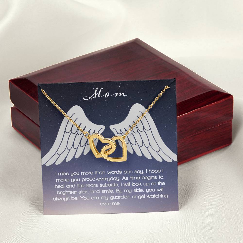 Guardian Angel - Mom Interlocking Hearts Necklace