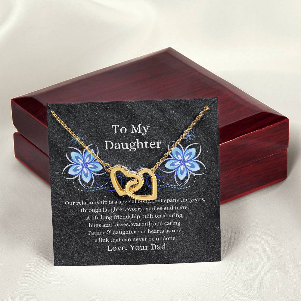 Father To Daughter Hearts As One Necklace Interlocking Hearts Necklace