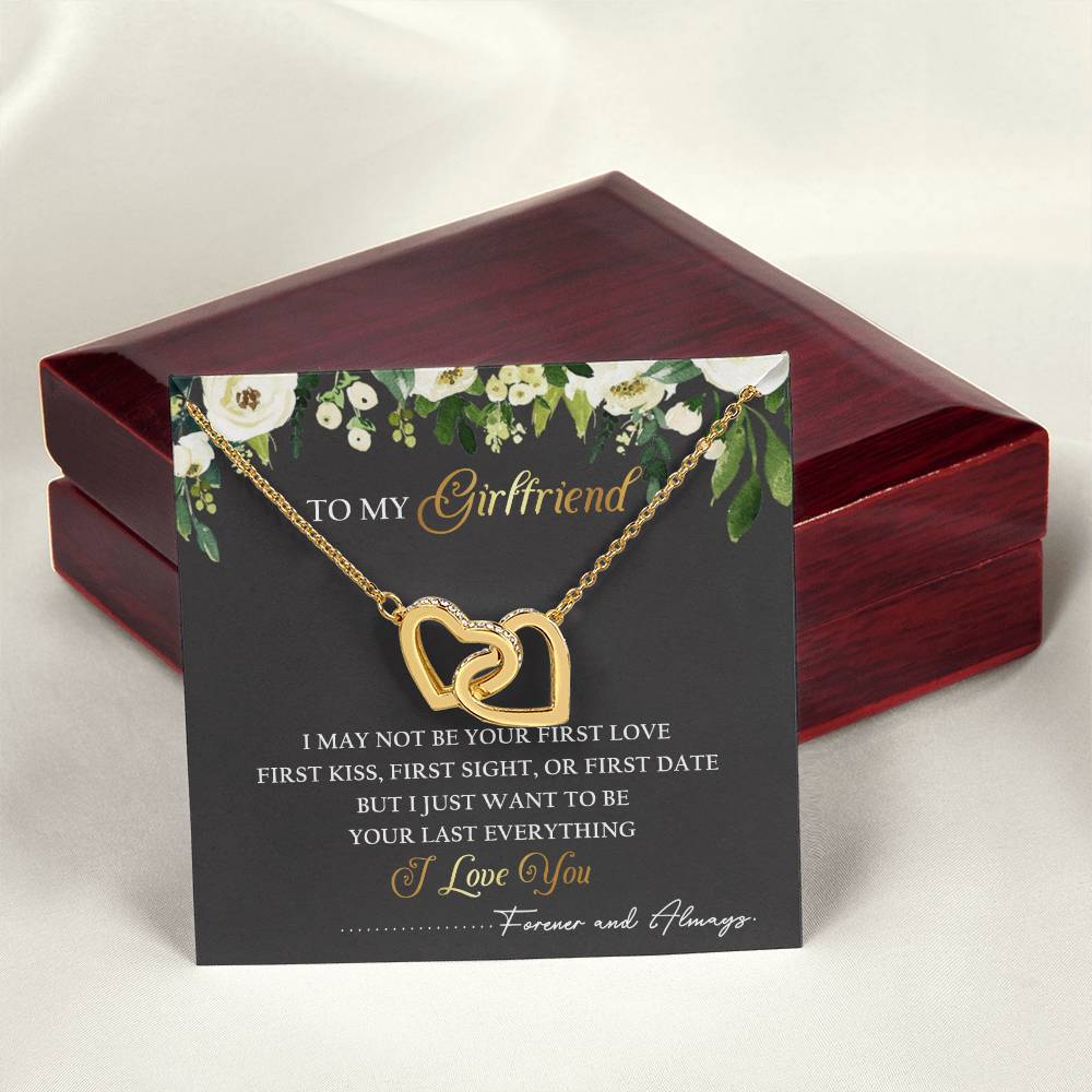 To My Girlfriend Interlocking Hearts Necklace Message Card