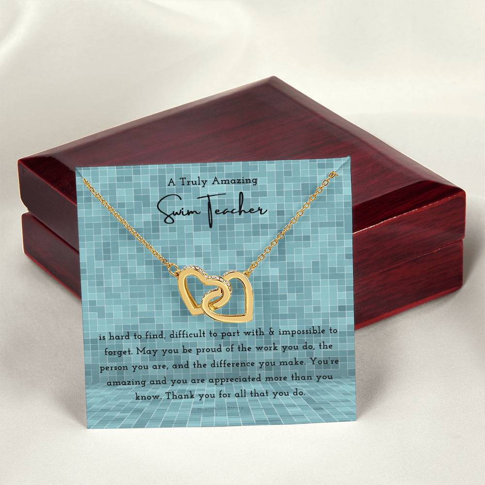 Gift For Swim Teacher Swim Teacher Appreciation Gift A Truly Amazing Swim Teacher Gift Interlocking Hearts Necklace