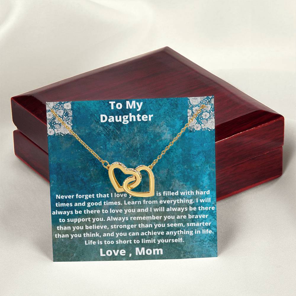 To My Daughter Love From Mom Interlocking Hearts Necklace
