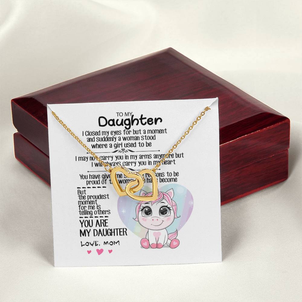 To My Daughter Interlocking Hearts Necklace