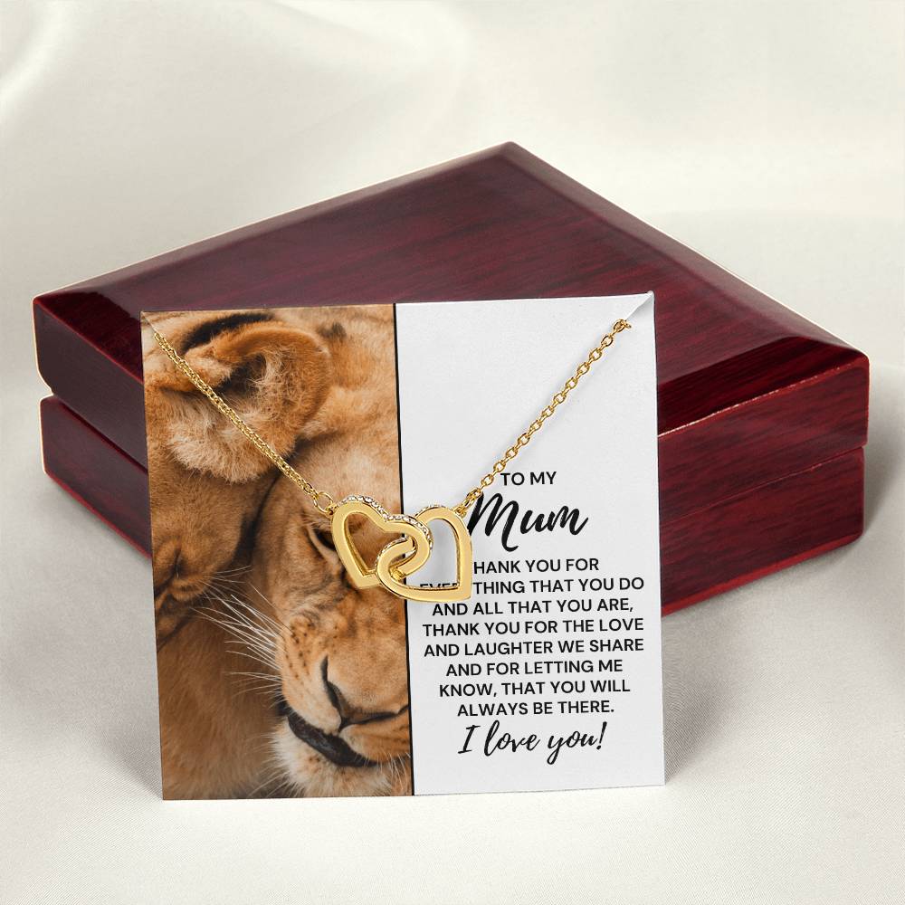 To My Mum - Thank You For Everything That You Do - Necklace Interlocking Hearts Necklace
