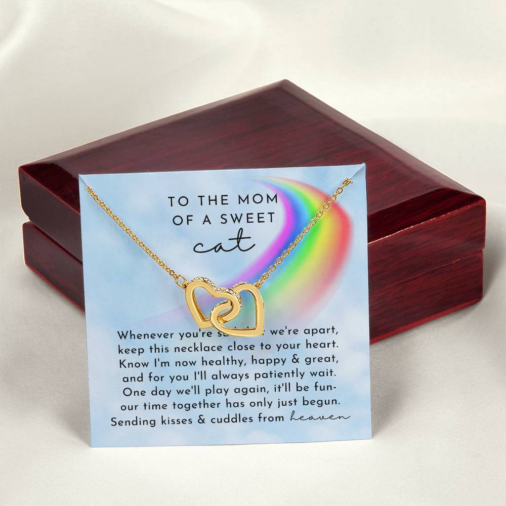 Cat Memorial Interlocking Hearts Necklace Day Rainbow Remembrance