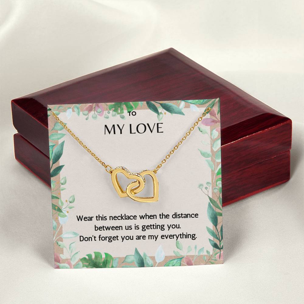 To My Love The Distance Between Us - Connected Hearts Necklace Interlocking Hearts Necklace