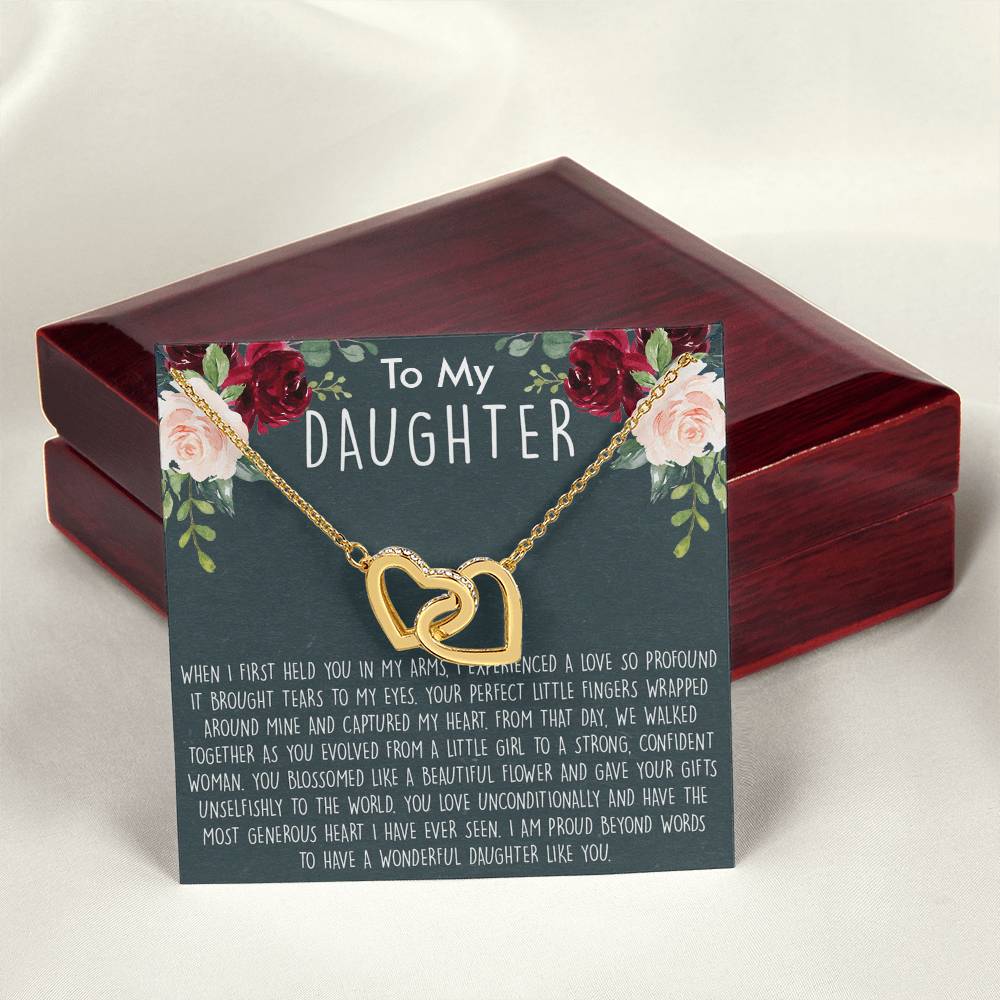 To My Daughter Necklace Gift For Daughter From Mom Sentimental Gift For Birthday Graduation Anniversary Interlocking Hearts Necklace