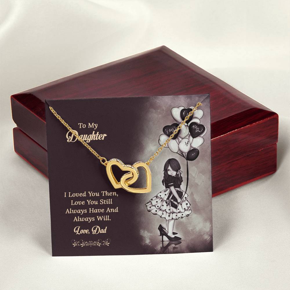 To My Daughter From Dad Interlocking Hearts Necklace