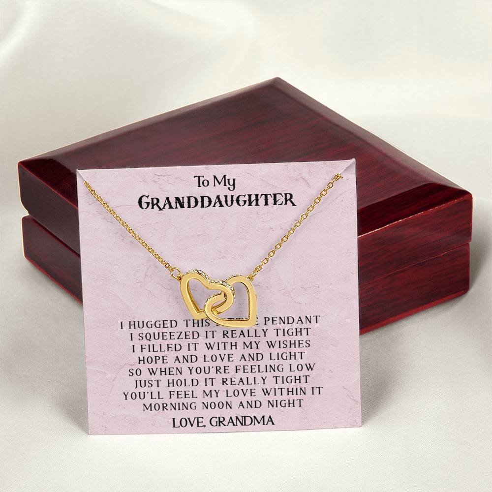 To My Granddaughter - Love Grandma - Interlocking Heart Necklace Interlocking Hearts Necklace