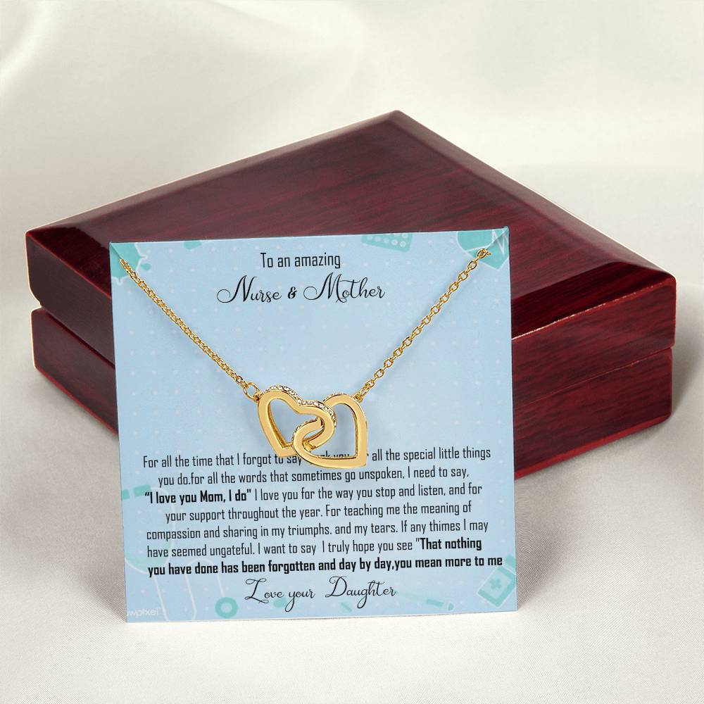 Nurse Mom Gift Interlocking Hearts Necklace Gift For Nurse Mother