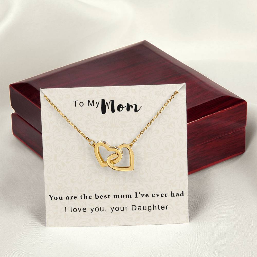 To My Mother - The Best One I'Ve Ever Had - Necklace With Message Card Interlocking Hearts Necklace