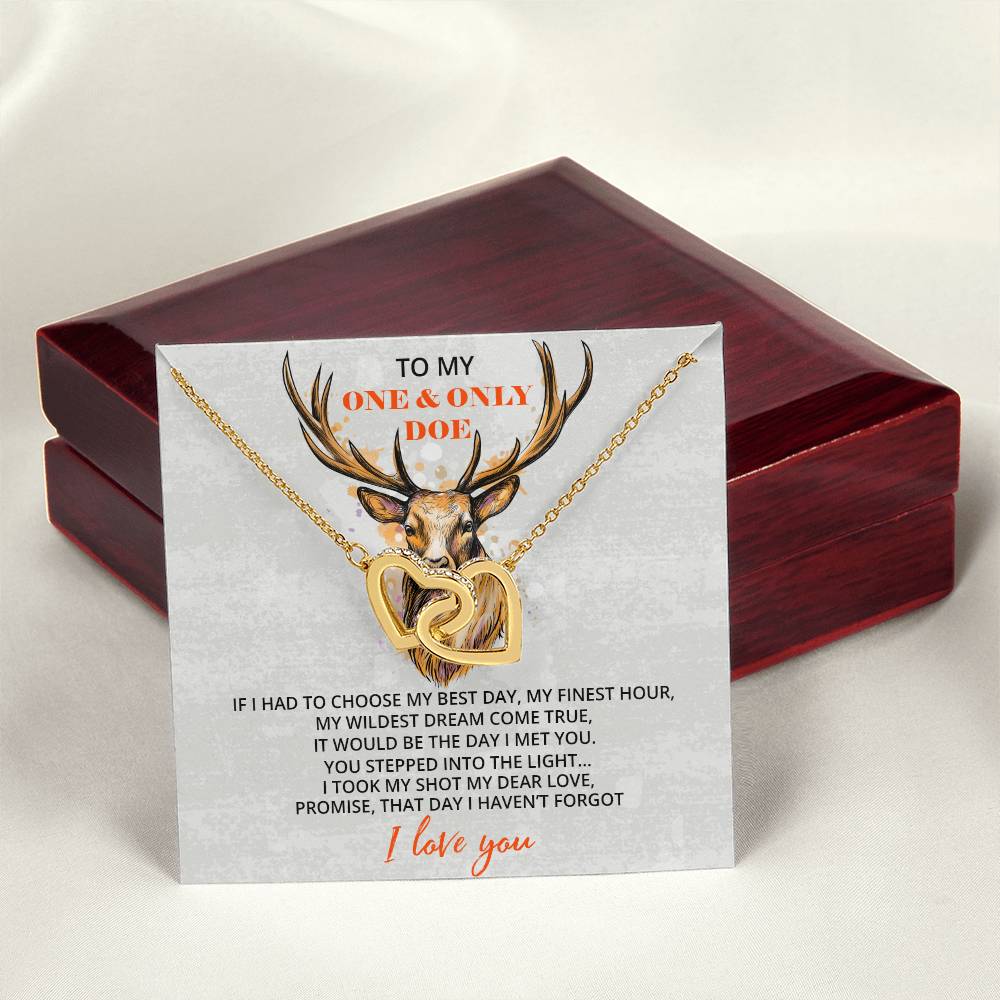 To My Trophy Doe Necklace For Wife Hunting Gift Wife From Husband Gift From Hunter Anniversary Gift For Her Birthday Gift Hunter Wife Interlocking Hearts Necklace