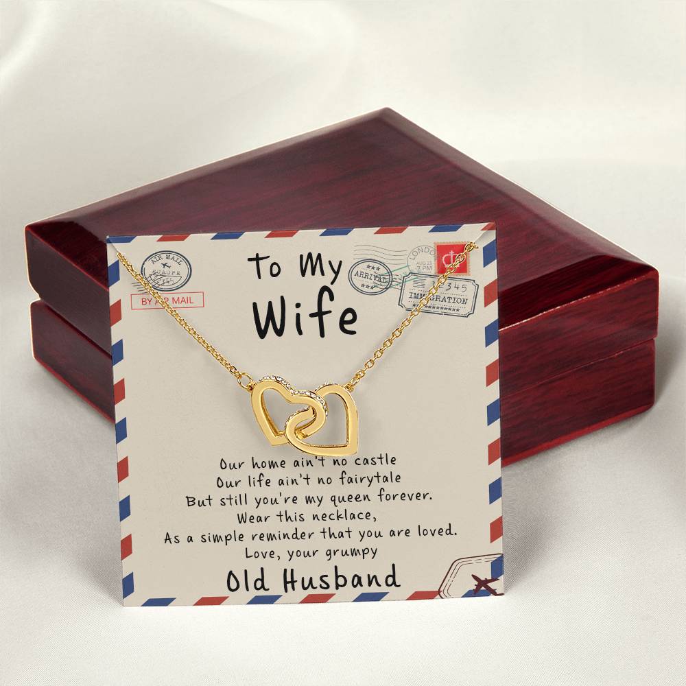 To My Wife - I Love You Message - Tmw17 Interlocking Hearts Necklace