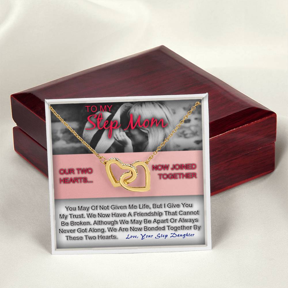 Step Mom Gift For Her To My Bonus Mother Heart Necklace Interlocking Hearts Necklace