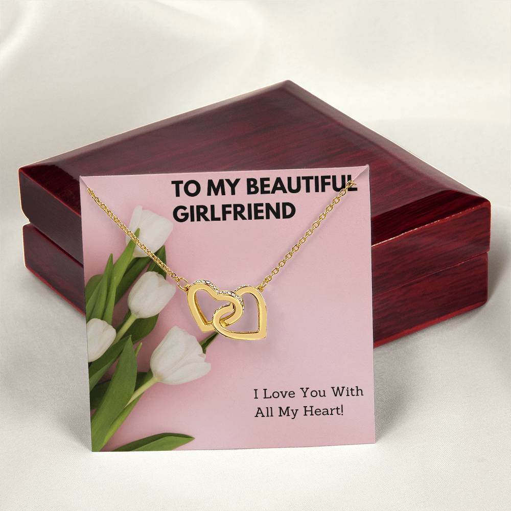 To My Beautiful Girlfriend Double Hearts Necklace Interlocking Hearts Necklace