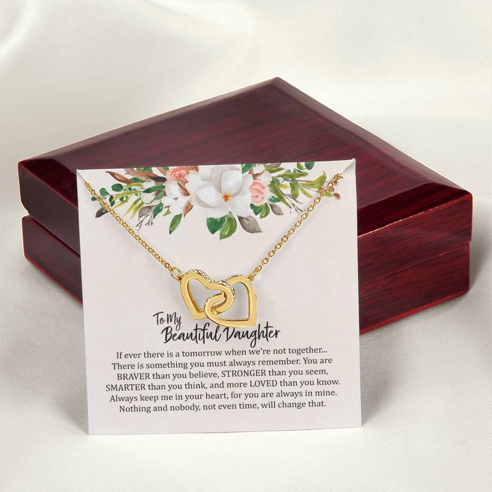 To My Beautiful Daughter- Interlocked Hearts Necklace Interlocking Hearts Necklace